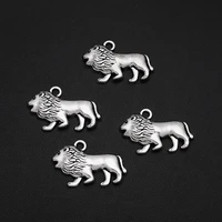 15pcslots 19x29mm antique silver plated lion animals charm alloy metal wild pendants for diy jewelry making findings crafts