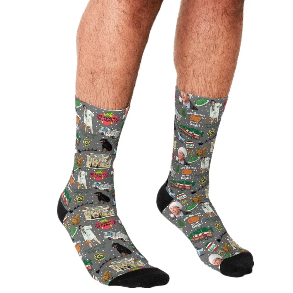 

2021 Men Socks harajuku Lampoons Christmas Vacation Socks Printed Happy hip hop Novelty Skateboard Crew Casual Crazy Socks