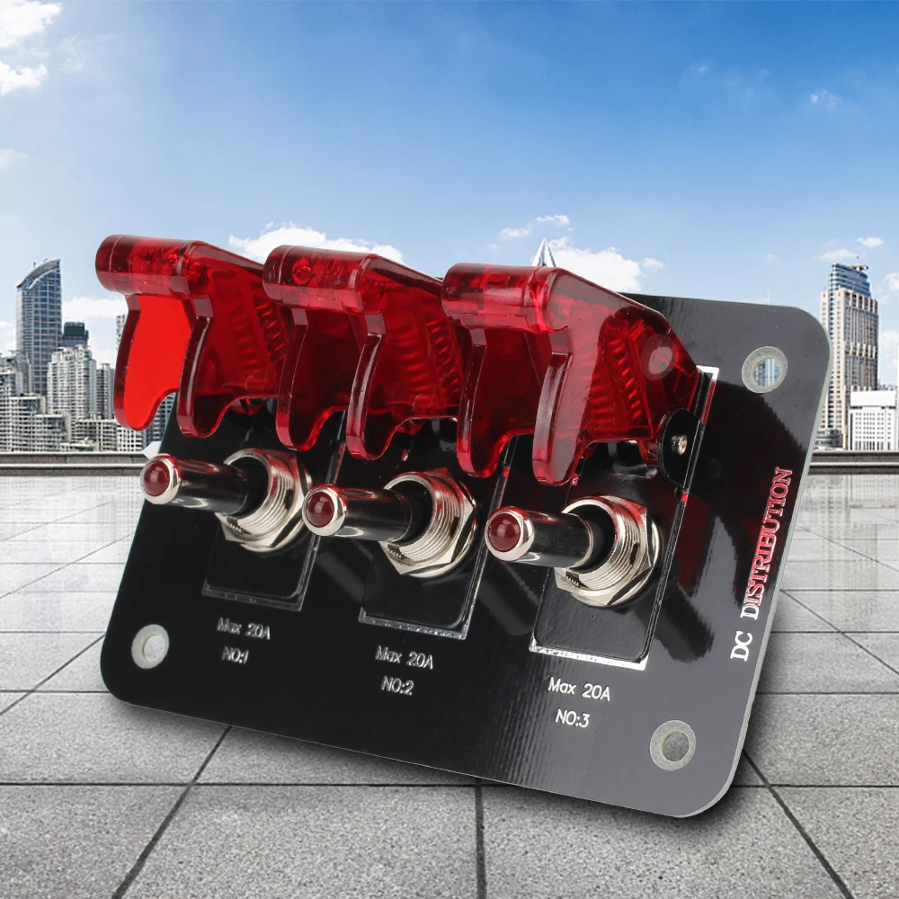 

Панель переключателя для автомобиля, грузовика, фургона, панель переключателя зажигания 12-24 В постоянного тока с предохранителем, красная в...