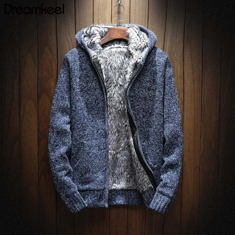 Зимняя мужская одежда модные вязаные толстовки толстовка на молнии Мужское