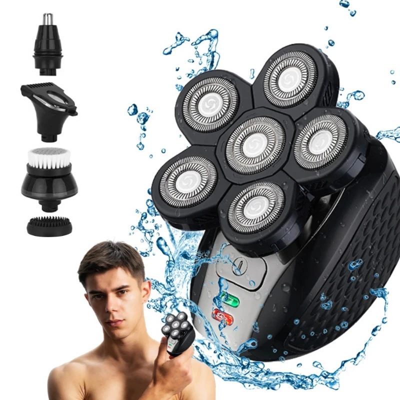 

808F 5In1 Rechargeable Electric Shaver 5 Floating Heads Beard Nose Hair Trimmer Razor
