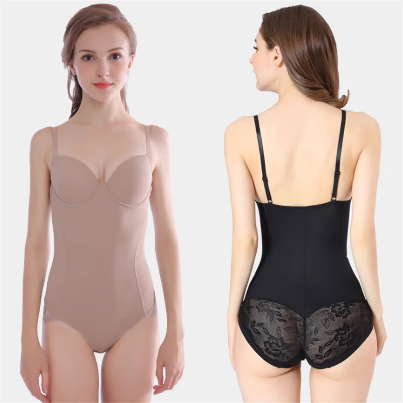 

Sexy Women Body Shaper Bra Backless Invisible Push Up Hollow Lace Underwear Open Crotch Slimming Bodysuit Female Bra Shapewear