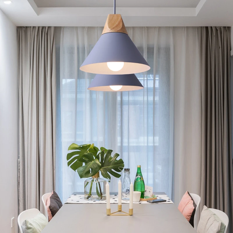 

Modern Minimalist E27 Pendant Lights Bar Cafe Restaurant Decor Wood Iron Hanging Lamp Lighting Luminaire Wood grain iron ZDD0020