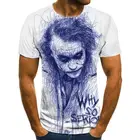 Мужская футболка с ужасным клоуном, Забавные топы с 3D принтом лица клоуна, крутая Модная рубашка с коротким рукавом, одежда для Джокера, уличная одежда