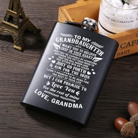 grandfather to my granddaughter stainless steel black whiskey vodka hip flask portable flagon alcohol bottle