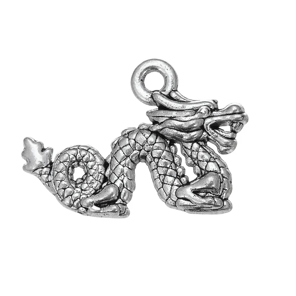

100pcs Charms Wholesale Dragon 21x14.5mm Antique Silver Color Dragon Charms Wholesale Jewelry Findings For Jewelry Making