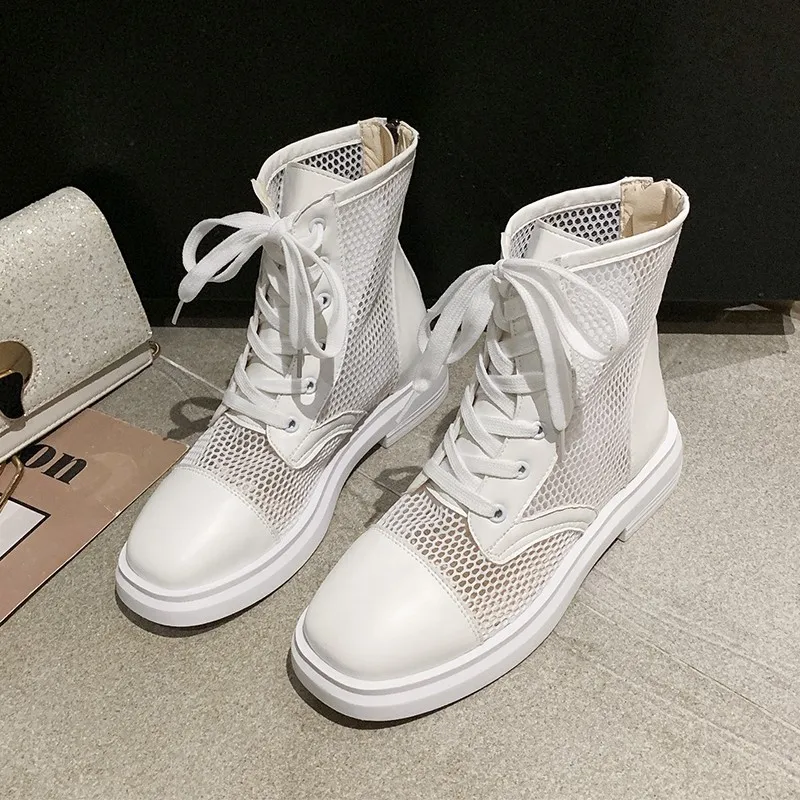 Женские летние ботинки 2019 г. Новые женские ботильоны на низком каблуке с вырезами