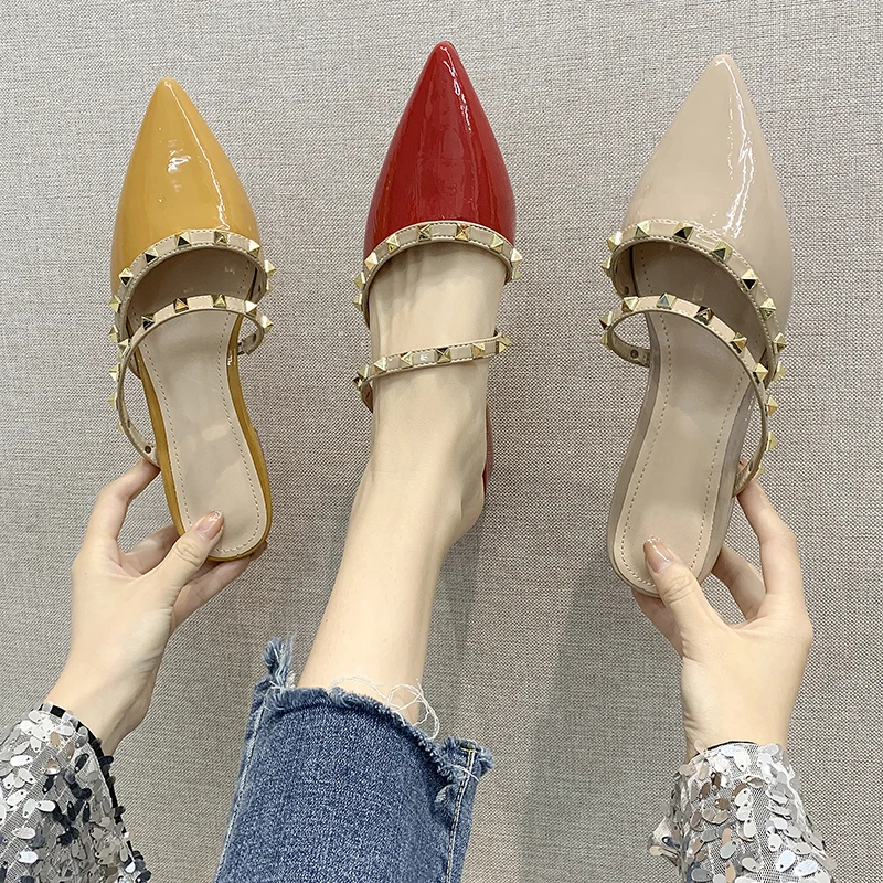 Новинка 2020 женские шлепанцы из искусственной кожи на низком каблуке слипоны мюли