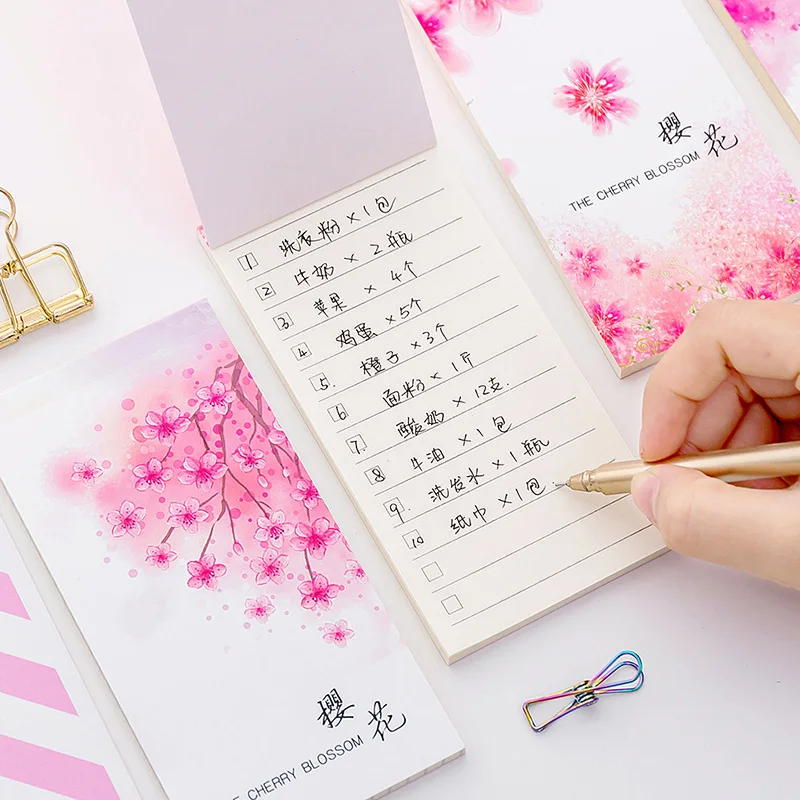 

Cute Sakura Block Paper Memo Pad Notepad Stationery Sticky Notes Book To Do Check List School Office Supplies Gift