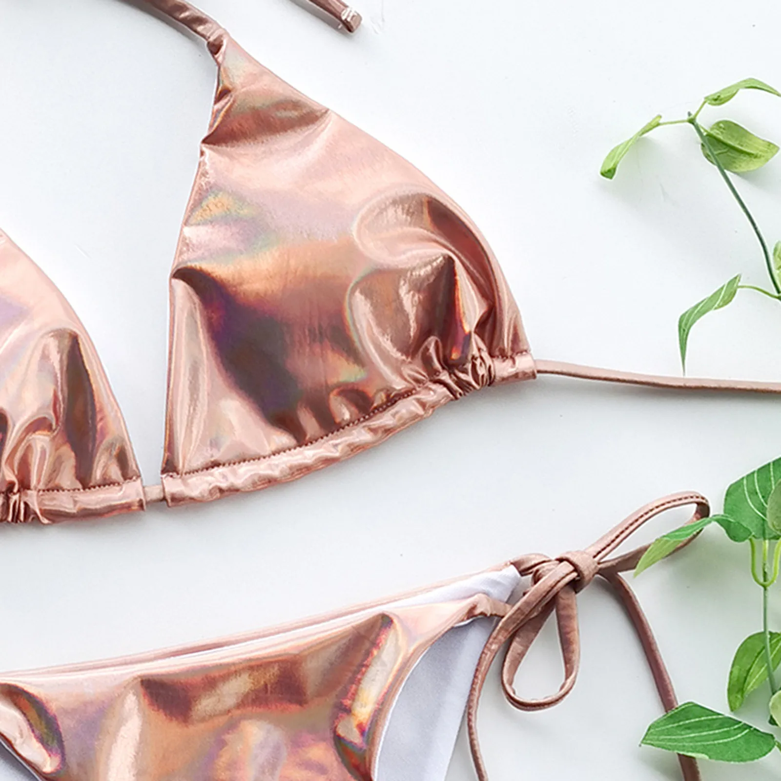 

Women Striped Push Up High Cut Hight Waist Halter Bikini Set Two Piece Swimsuit 2021