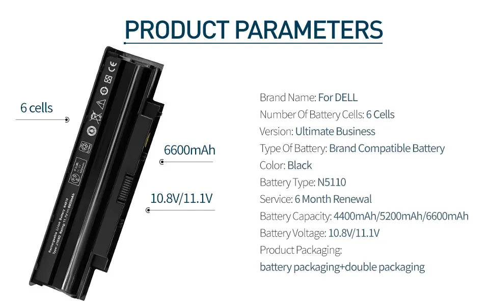 Golooloo 11,1 В 6 ячеек Батарея для Inspiron N4010 N4010D N4050 N4110 M411R M501R j1knd для Dell N5110 Vostro 1450 3450 3550 3750