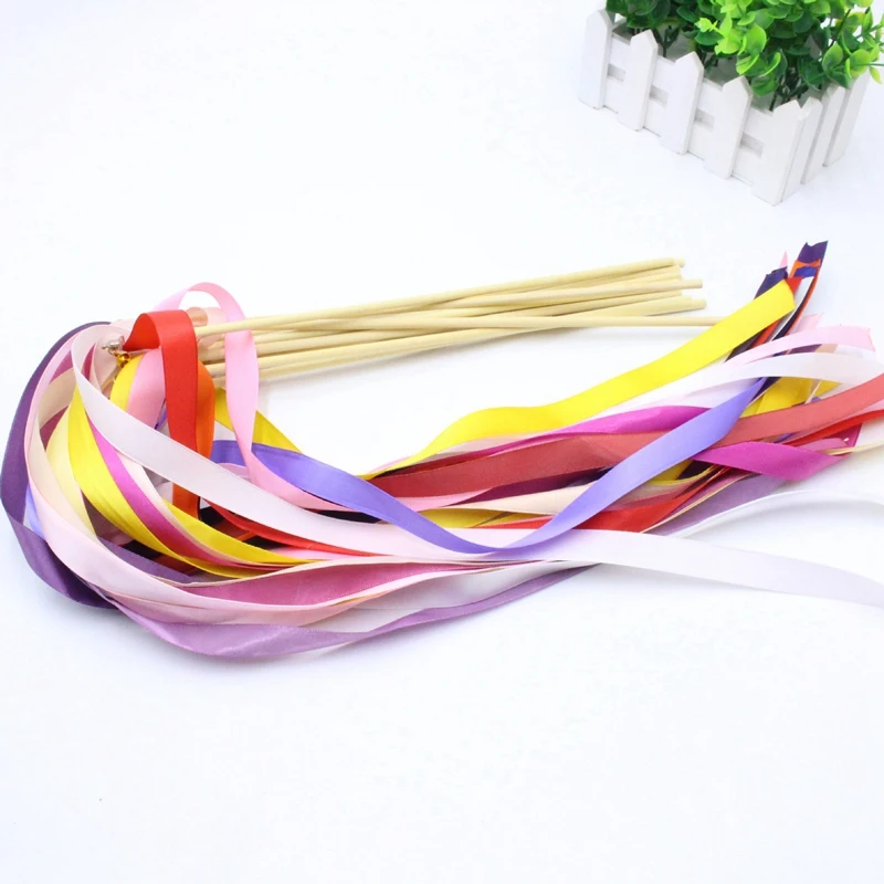 

24Pcs Wedding Ribbon Fairy Stick ic Bar Pull Flower Decoration Lawn Ribbon Sticks ic Wands Fairy Wedding Supplies