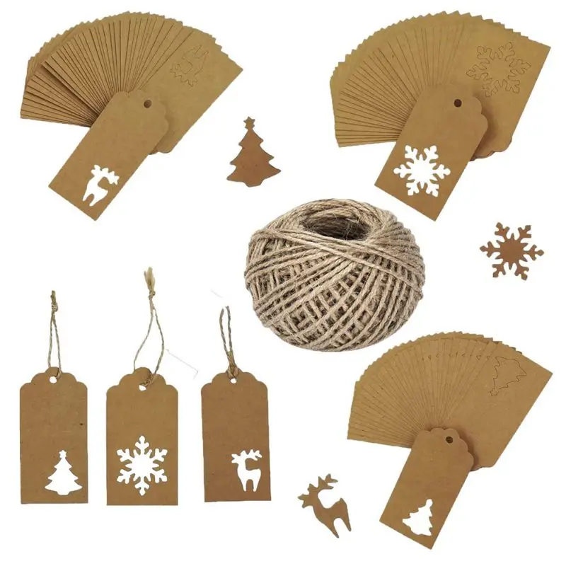 150pcs Рождественская елка висячий ярлык Рождественский набор этикеток крафт