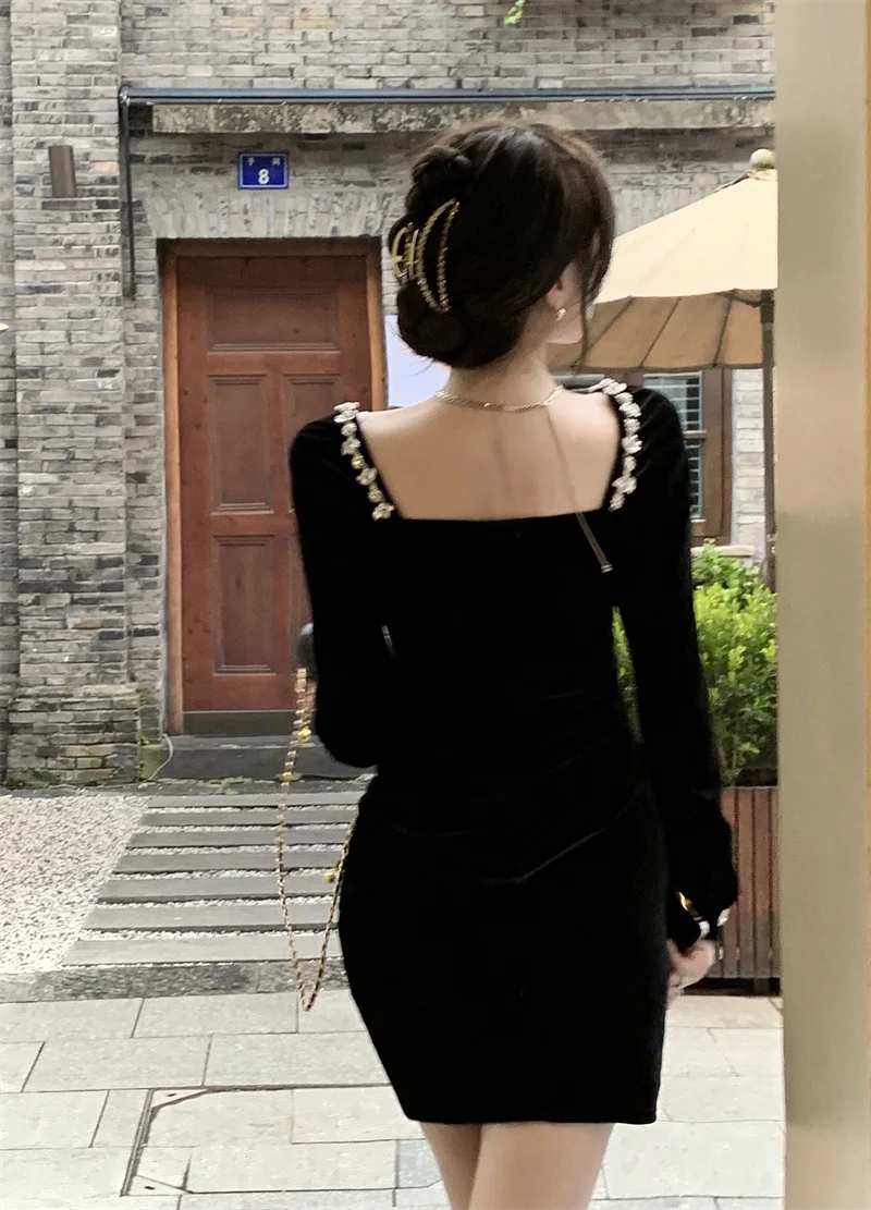 Женская юбка новое французское приталенное черное платье короткая с запахом на