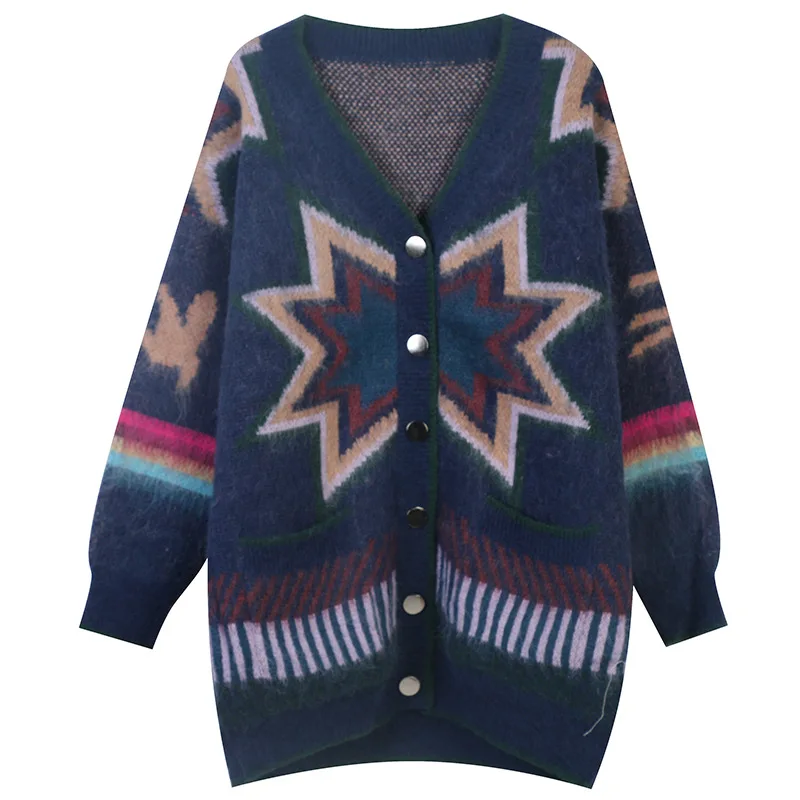 

Thick Sweater Cardigans Women Loose Knit Tops V-Neck Long Sleeve Casual Outerwear 2021 Autumn Winter Jersey Fashion Korean Style
