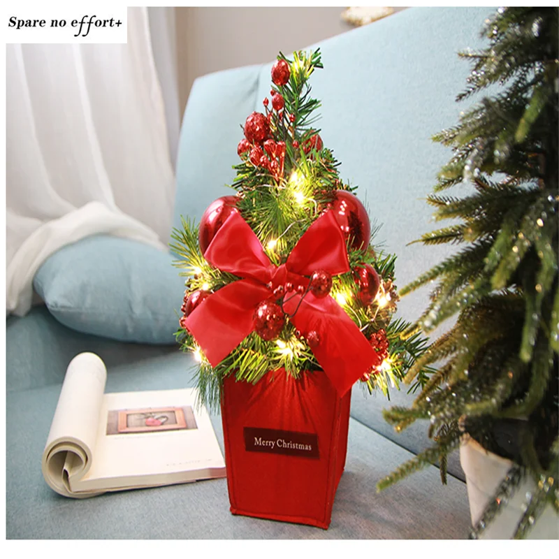 

Desktop Small Tree 2021 Christmas Decoration Luminous Home Desktop Christmas Decoration Creative Red Room Dining Room for Family
