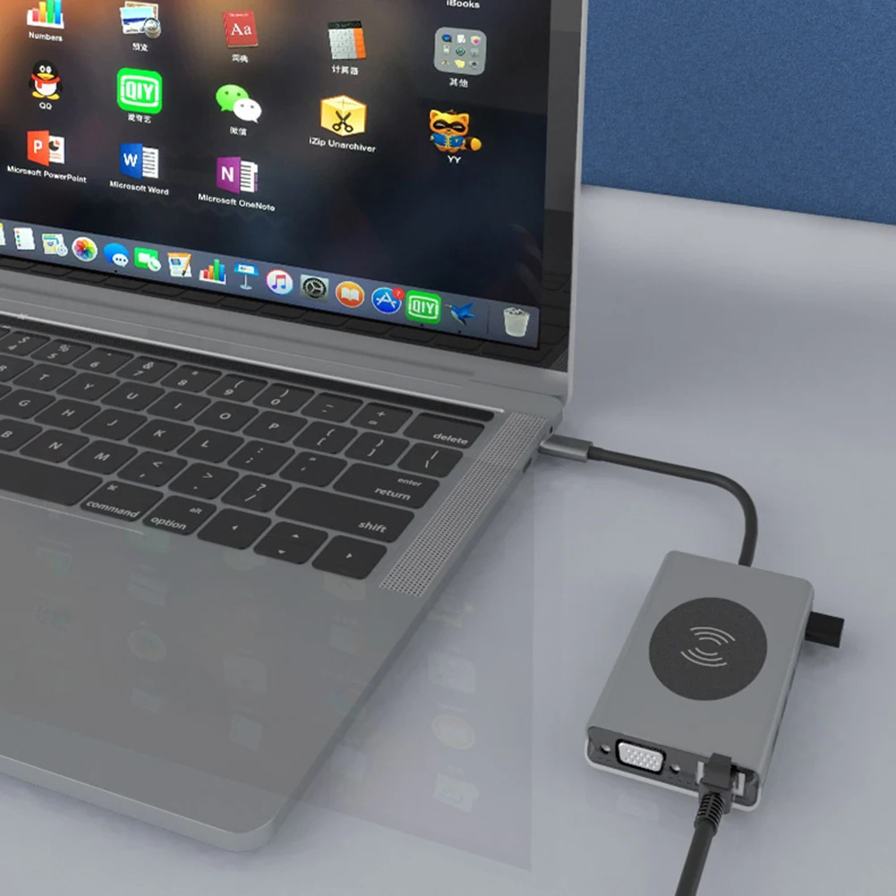 

14 in 1 USB C Hub USB 3.0 TF 3.5mm RJ45 Wireless Type C to HDMI-compatible VGA PD Charger for Household Computer Accessory