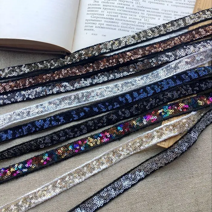 1 2 см Широкий Красочный Блестящий ручной вышивки блестками Лента из бисера