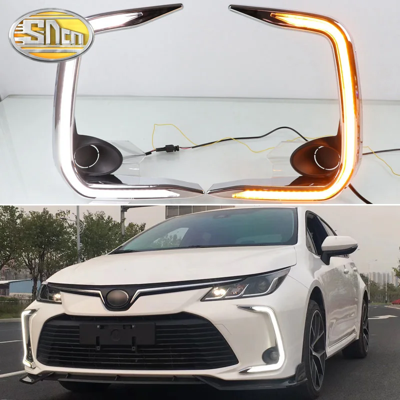 Светодиодсветодиодный дневные ходовые огни для Toyota Corolla 2019 2020 DRL желтый сигнал