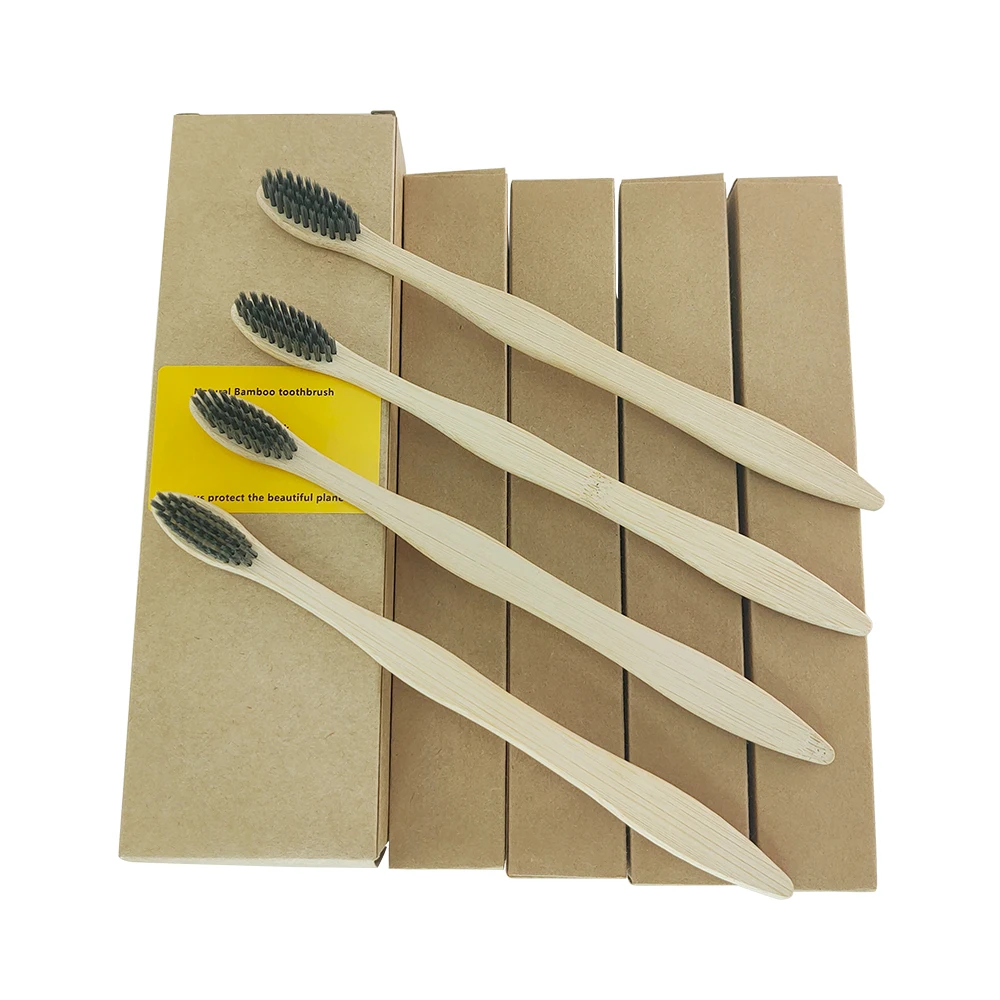 Зубная щетка из натурального бамбука набор экологически чистых средних