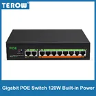 Коммутатор TEROW Gigabit с 10 портами POE, 120 Вт, 8 портов + 2-Uplinks, 1000 м, встроенный источник питания, VLAN, изоляция, полнаяполудуплексная вилка и воспроизведение