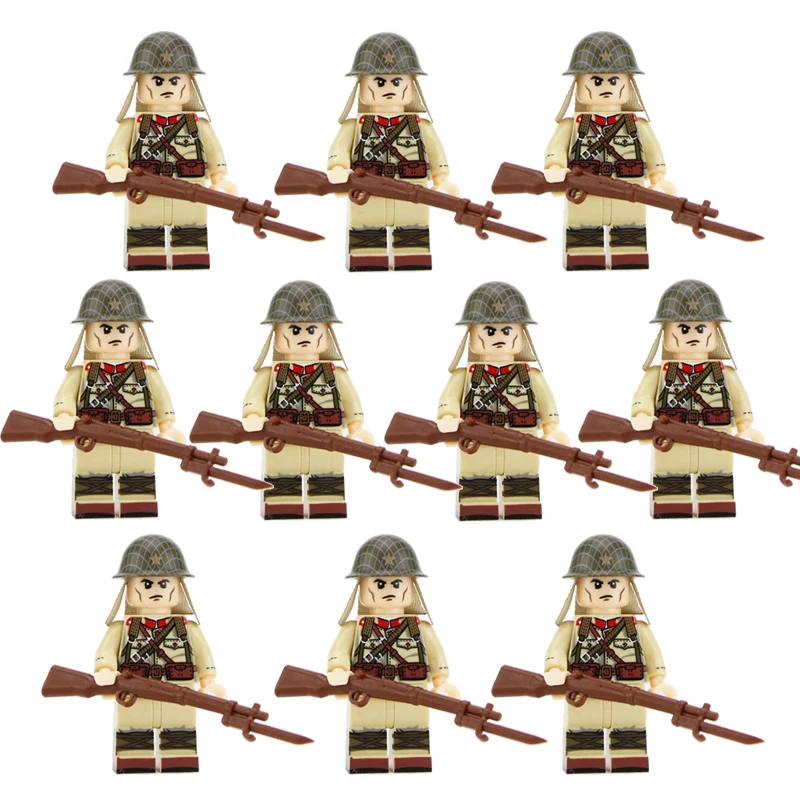 R1-10PCS Новинка WW2, армейские солдатики, фигурки, блоки, Германия, США, дивизия, шлем, аксессуары для оружия, Строительные кирпичи, игрушки для детей - Цвет: R1-10PCS