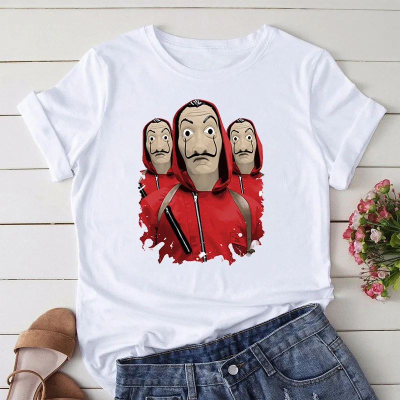 

WK Summer La Casa De Papel T Shirt Girl Fashion Streetwear Women T-shirt Plus Size Cool Tops Tee