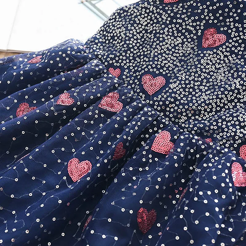 

Girls Dress Summer New Sequin Splicing Yarn Girls Round Neck Sleeveless Love Princess Dresses Baby Kids Girls Clothing Wholesale