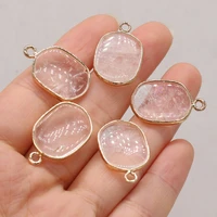 natural clear quartz pendant charms oval gilt edge necklace pendant for jewelry making diy necklace earrings accessories 16x25mm