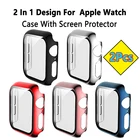 2 шт., зеркальное стекло + чехол для Apple Watch 6SE54321, закаленное стекло для бампера iWatch 44 мм 40 мм 42 мм 38 мм
