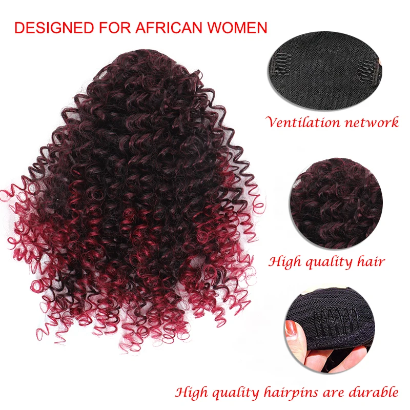 

AOOSOO high temperature fiber ponytail curly ponytail curly hair extension ponytail drawstring African black short curly hair