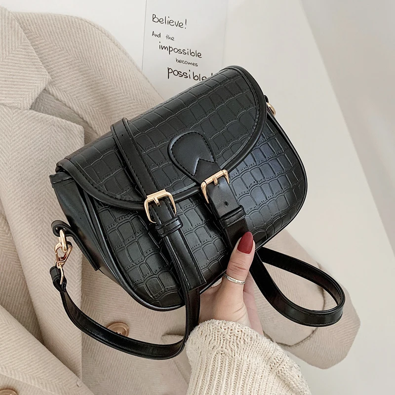 

VeryMe 2021 Trend Fashion Women Bag Leather Shoulder Messenger Bags Crocodile Pattern Solid Color Saddle Pack Sacs à Bandoulière