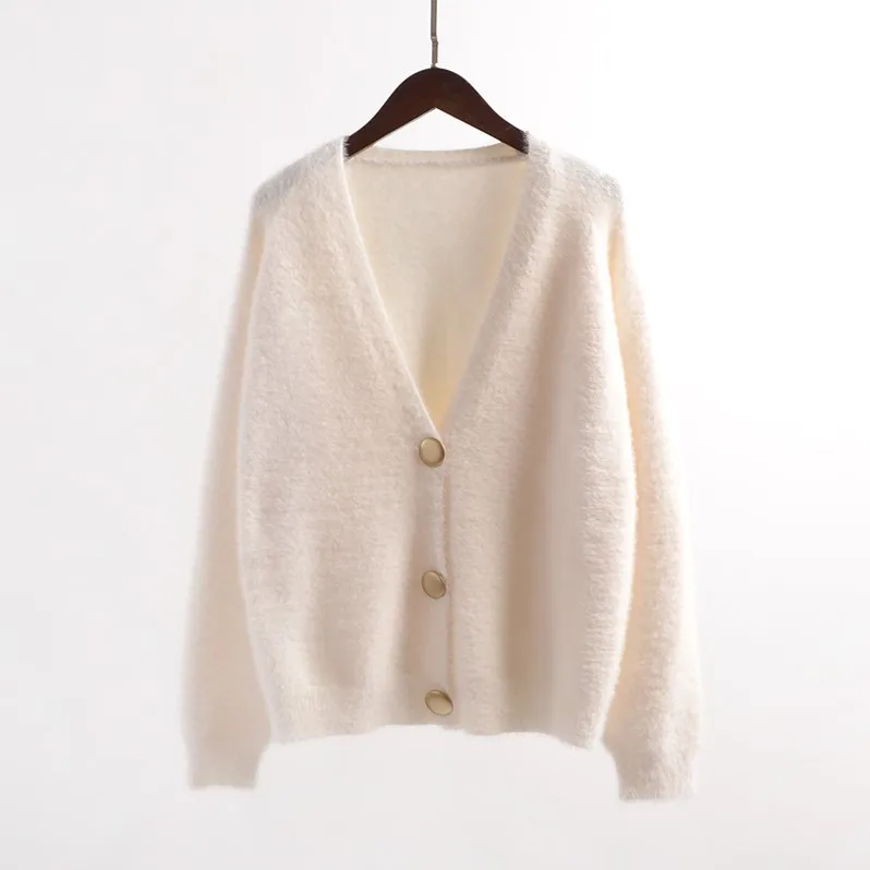 Женский кашемировый кардиган на пуговицах с V-образным вырезом |