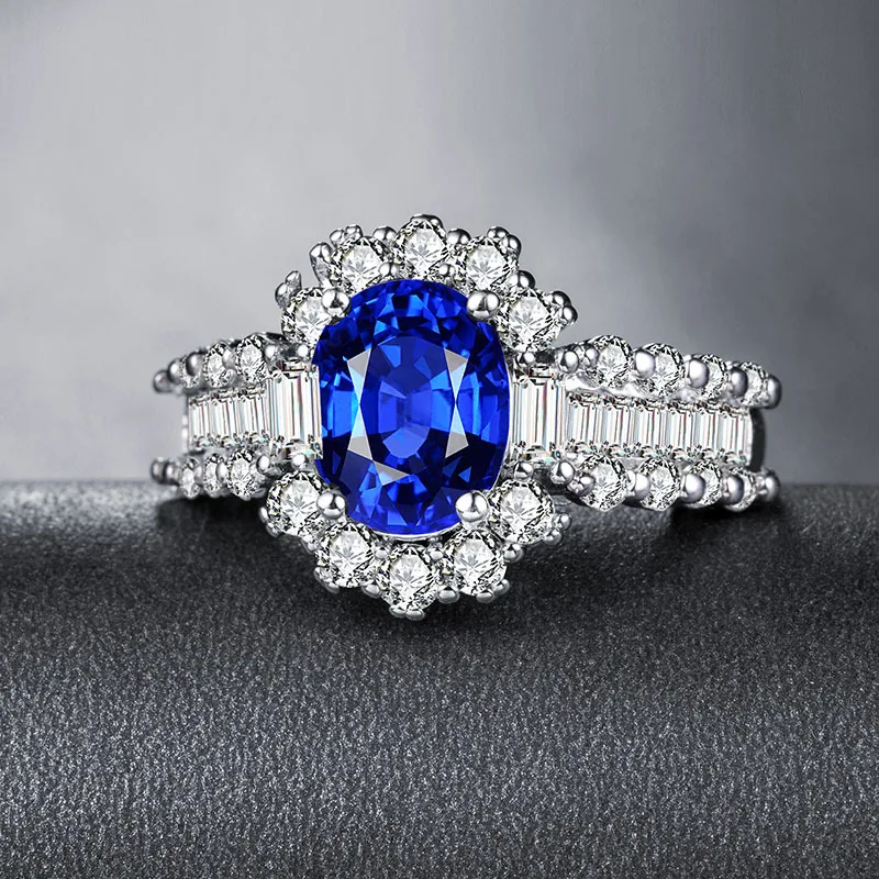 Visisap роскошный овал Синий Циркон Кольца для Для женщин полный камень свадебные