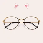 Очки seemfly круглые металлические для чтения кошачий глаз, модные компьютерные очки с защитой от синего света, с прозрачными линзами для мужчин и женщин