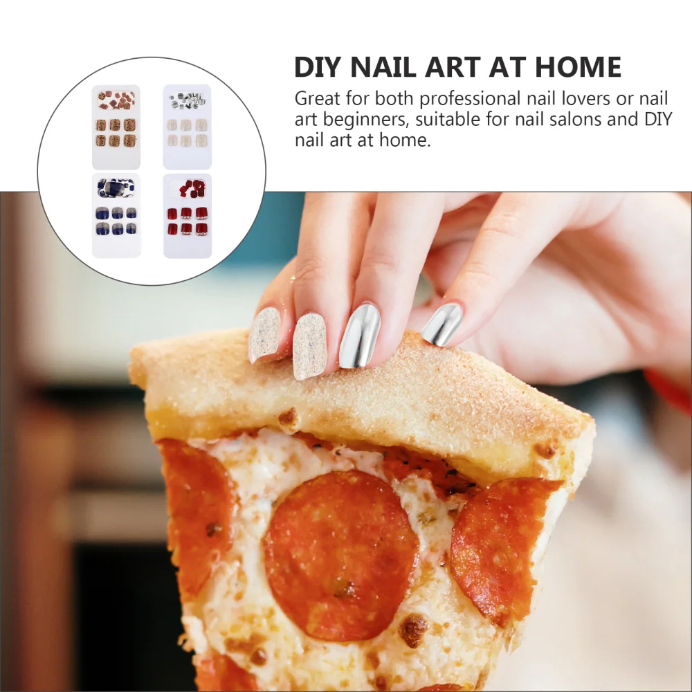 

96pcs Detachable Fake Toe Nails Wearable Detachable Nail Art Tips False Nails