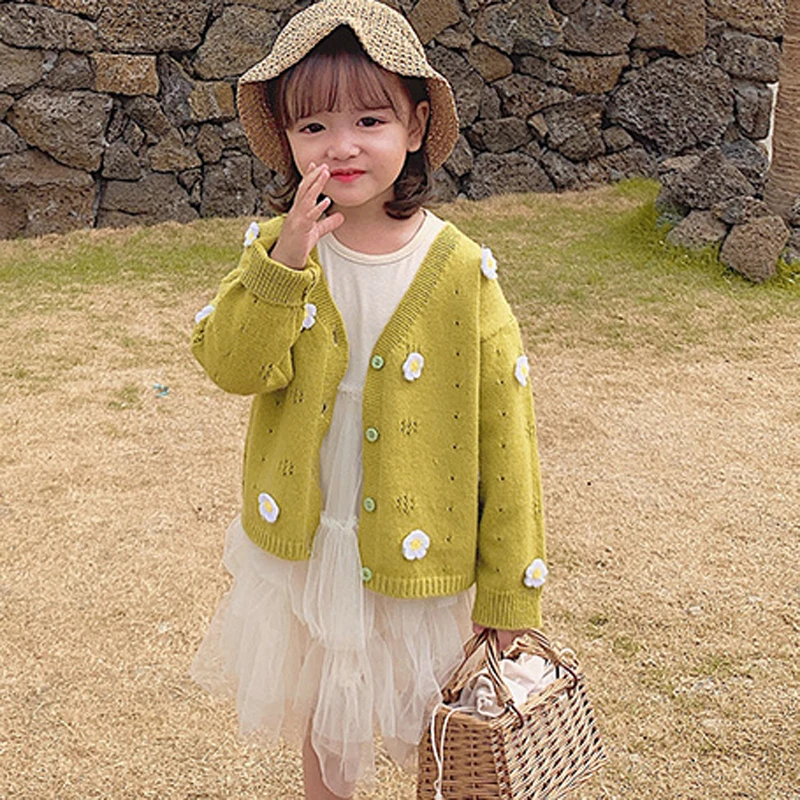 Весенне осенний Детский свитер вязаный для маленьких девочек Модная вязаная