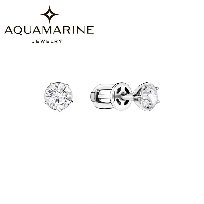 Серебряные серьги пусеты (гвоздики) Aquamarine 43643 S a с фианитами Swarovski|Серьги-гвоздики|