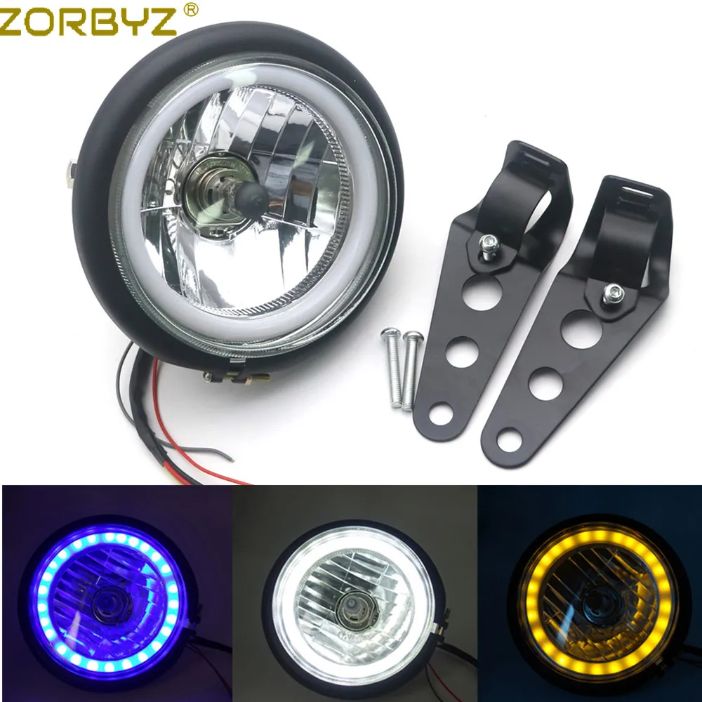 Черная металлисветильник фара ZORBYZ с ангельским глазом для мотоцикла 28 43 мм