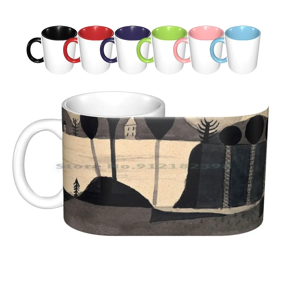 

Klee-Park By The Lake , Famous Artwork Ceramic Mugs Coffee Cups Milk Tea Mug Swiss Blaue Artist Paul Klee Expressionism Park By