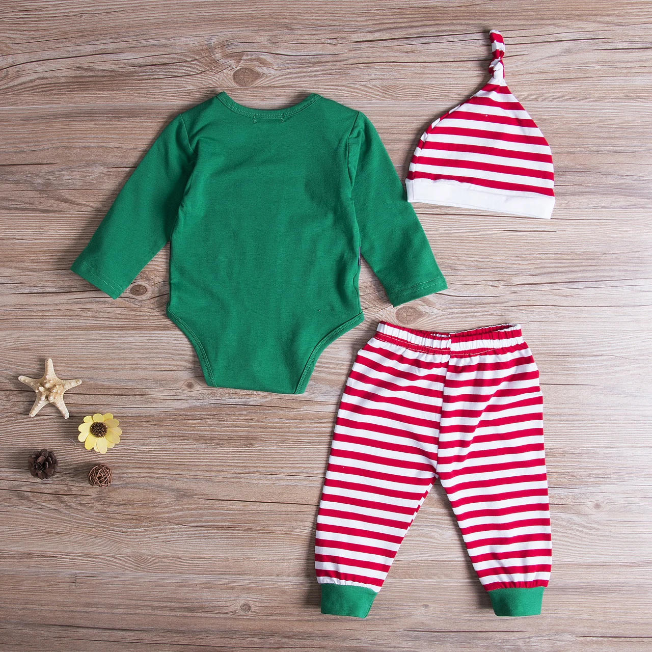 Newborn Baby Boys Girls Bodysuit Xmas Clothing Set Tops Pants Hat Outfits 3 pcs New Year Christmas Clothes 0-24M | Детская одежда и