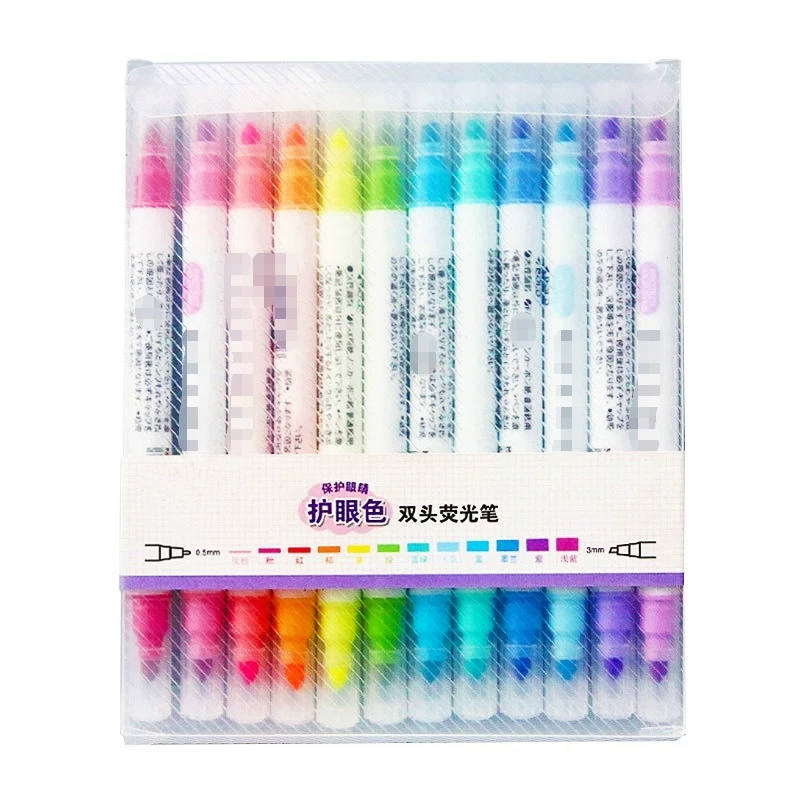 

12 Pcs Set Japanese Stationery Zebra Mild Liner Double Headed Watercolor Fluorescent Pen Pastel Marker Brush Pen Highlighter