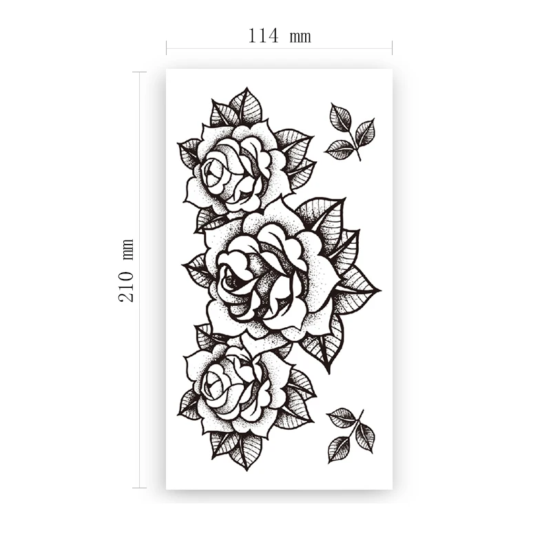 

Plain Flower Waterproof Temporary Tattoo Sticker Black Rose Branches and Leaves Fake Tattoos Flash Tatoos Arm Body Art for Women