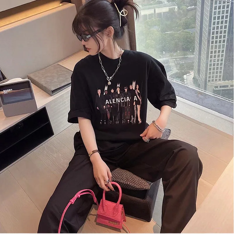 

White Black Blue Oversized T-Shirt Men Women High-Quality Letter Print Top Tee T-Shirt Female 2021 Summer Tshirt Crop Top 5XL