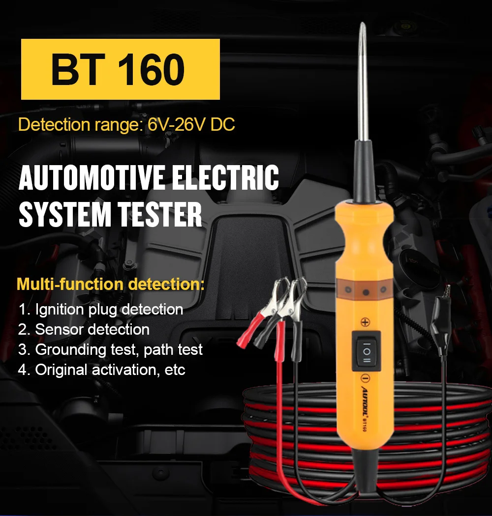 AUTOOL BT160 Car Circuit Electrical Tester Power Probe 12 24v Diode Continuous Sensor Measurement Rapid Positioning Diagnostic | Автомобили