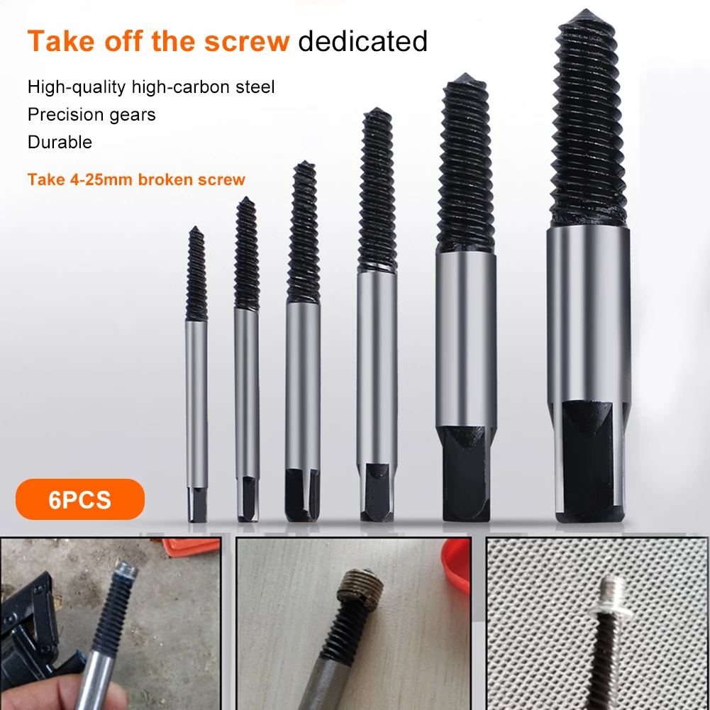 

6PCS Damaged Screw Extractor Set Drill Bit Broken Speed Out Guide Set Broken Bolt Remover