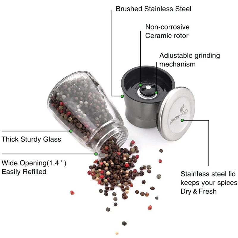 Мельница для перца из нержавеющей стали 304 стеклянная бутылка банка приправ и