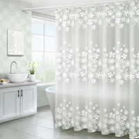 simple white flower bathroom shower curtain waterproof and mildew proof white diffuse peva shower curtain mixed batch thickened