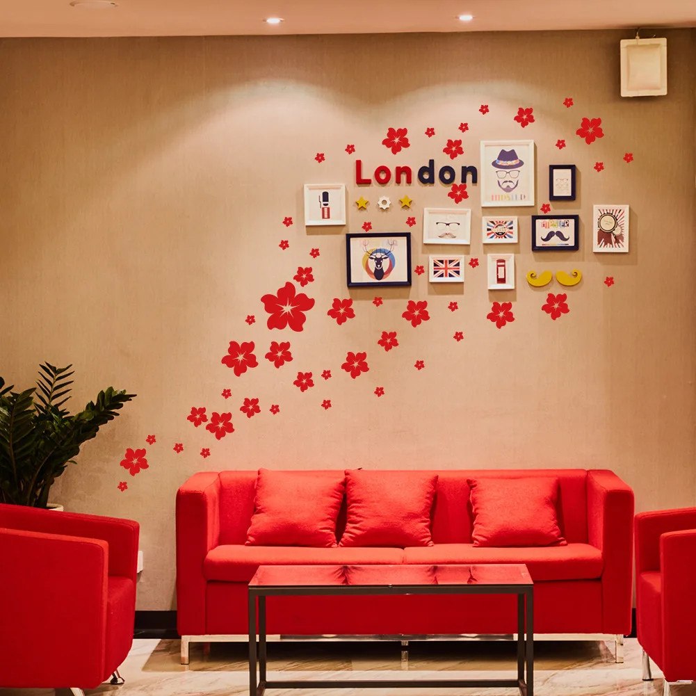 Наклейка на стену с цветами украшение для комнаты съемная спальни гостиной детей