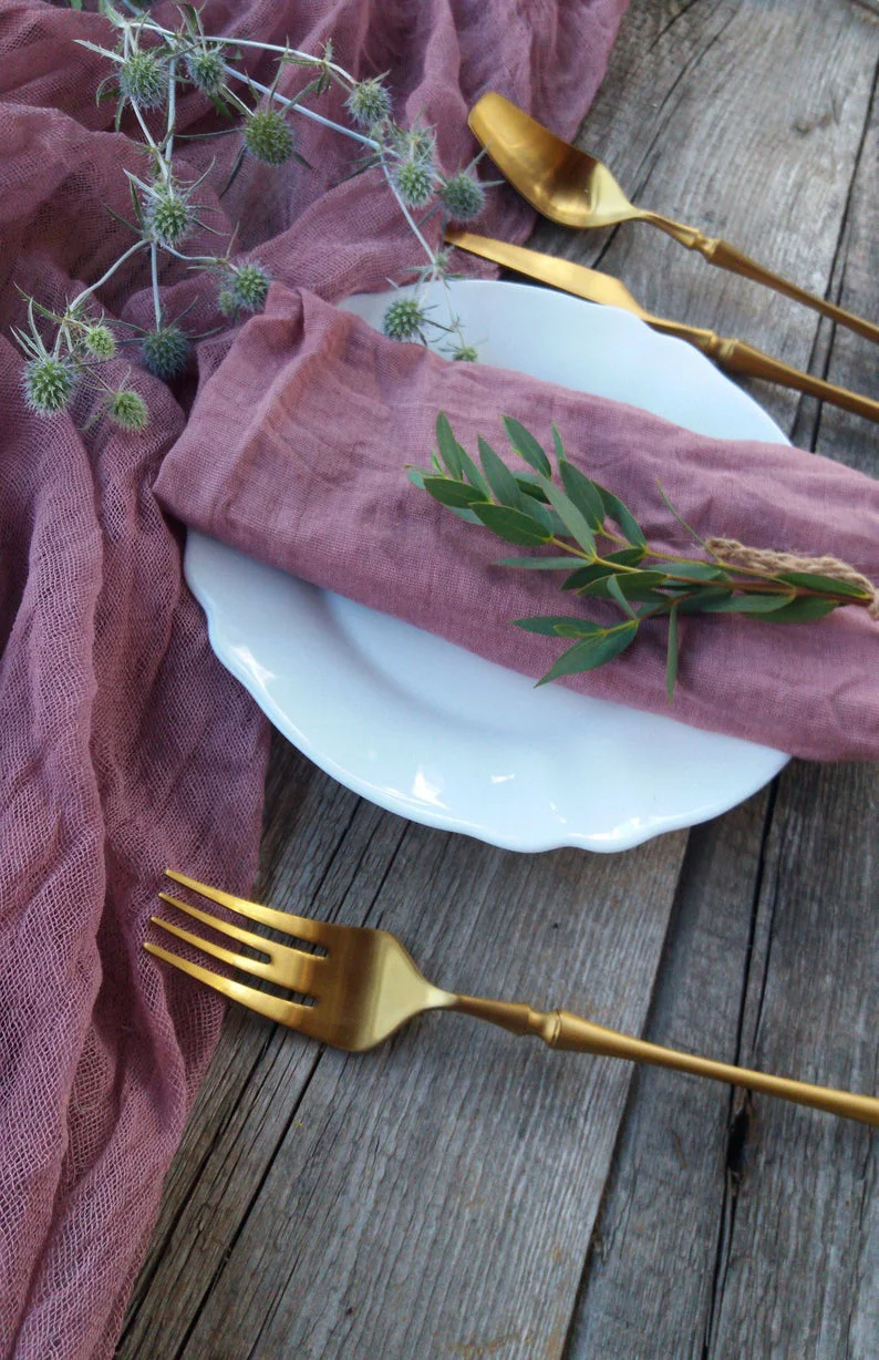 NP013B custom made wedding blush pink green white gold burgundy terracotta navy purple cotton cheesecloth gauze table napkin | Дом и сад